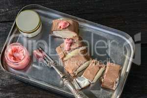 Ice cream with rose sweet honey