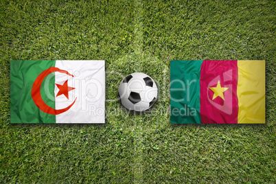 Algeria vs. Cameroon flags on soccer field