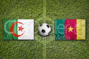 Algeria vs. Cameroon flags on soccer field