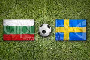 Bulgaria vs. Sweden flags on soccer field