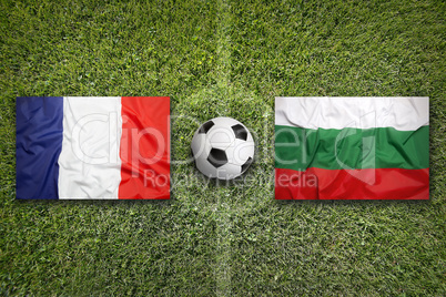 France vs. Bulgaria flags on soccer field