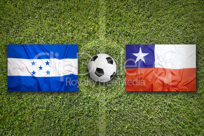 Honduras vs. Chile flags on soccer field