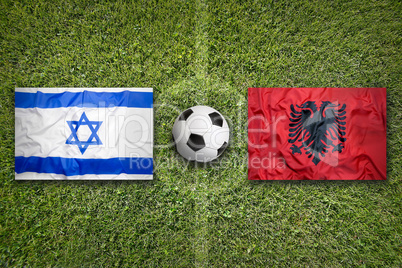 Israel vs. Albania flags on soccer field