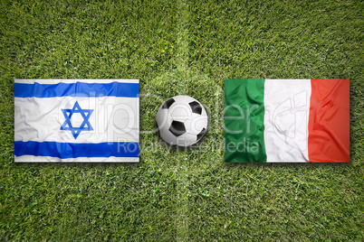 Israel vs. Italy flags on soccer field