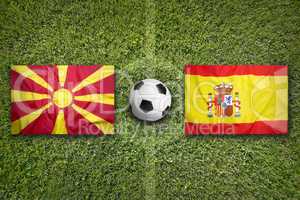 Macedonia vs. Spain flags on soccer field