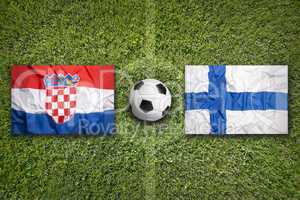 Croatia vs. Finland flags on soccer field