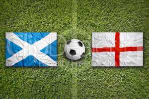 Scotland vs. England flags on soccer field