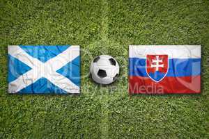 Scotland vs. Slovakia flags on soccer field