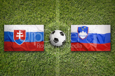 Slovakia vs. Slovenia flags on soccer field