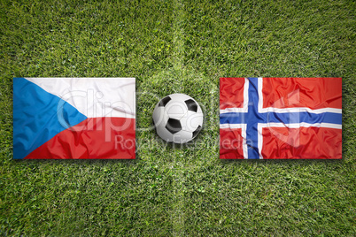 Czech Republic vs. Norway flags on soccer field