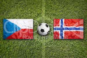 Czech Republic vs. Norway flags on soccer field