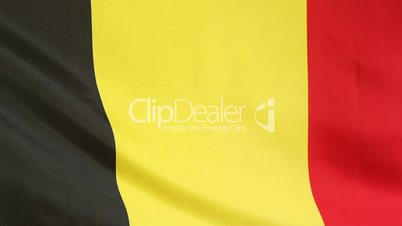 Closeup of a textile flag of Belgium