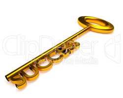 Golden key of success, 3d rendering