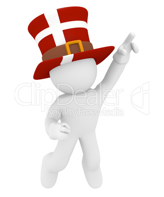 Jumping man with a hat of Denmark