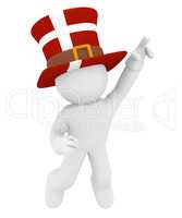 Jumping man with a hat of Denmark
