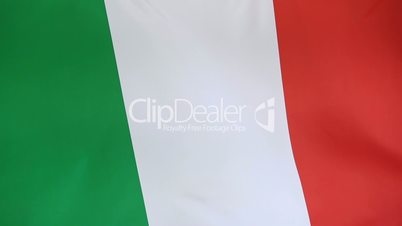 Closeup of textile flag of Italy
