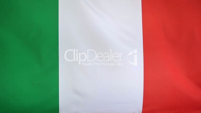 Textile flag of Italy in slow motion