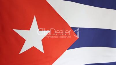 Closeup of national flag of Cuba in slow motion