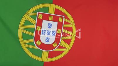 Closeup of Portuguese national flag in slow motion