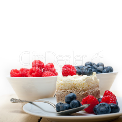 fresh raspberry and blueberry cake