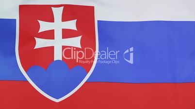 Closeup of national flag of Slovakia in slow motion