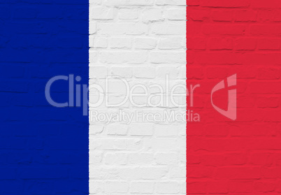 Frankreich Flagge auf einer Steinmauer