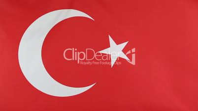 Closeup of national flag of Turkey in slow motion