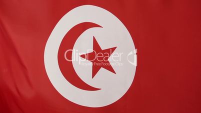 Closeup of a textile flag of Tunisia