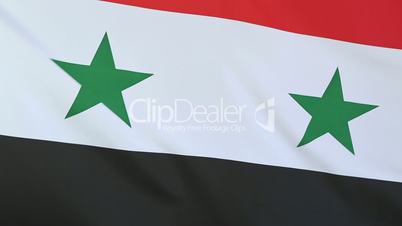 Closeup of a textile flag of Syria