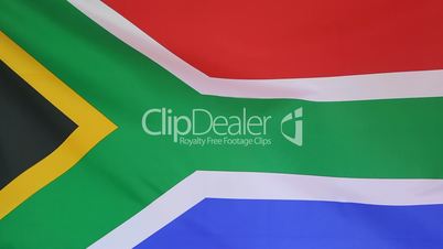 Closeup of a textile flag of South Africa