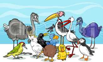 birds group cartoon illustration