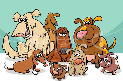 funny dogs group cartoon
