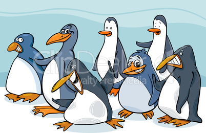 penguins group cartoon