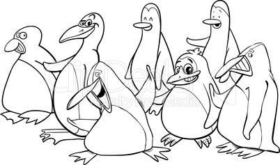 penguins group coloring book