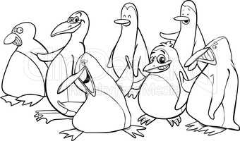 penguins group coloring book