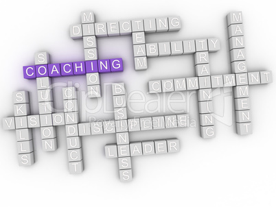 3d image Coaching word cloud concept