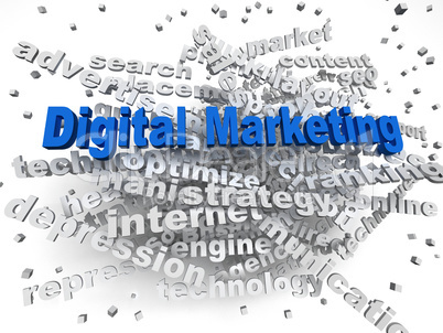 3d image Digital Marketing word cloud concept