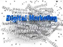 3d image Digital Marketing word cloud concept