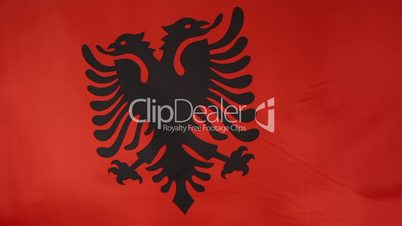 Closeup of a textile flag of Albania