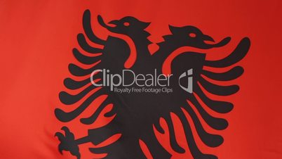 Closeup of a textile flag of Albania