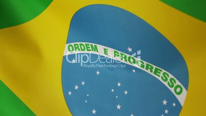 Closeup of Brazil flag in slow motion