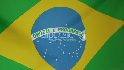 Closeup of a textile flag of Brazil