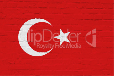 Türkei Flagge auf einer Steinmauer