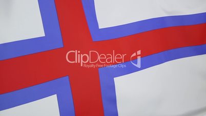 Closeup of a textile flag of Faeroe Islands