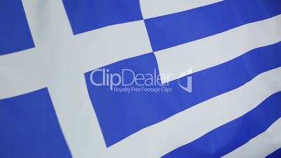 Closeup of flag of Greece in slow motion