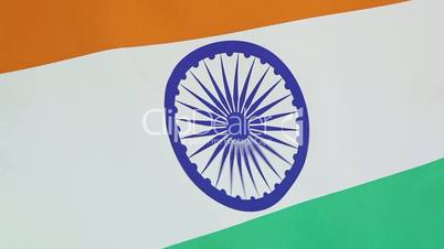 Closeup of a textile flag of India