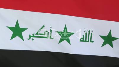 Closeup of flag of Iraq in slow motion