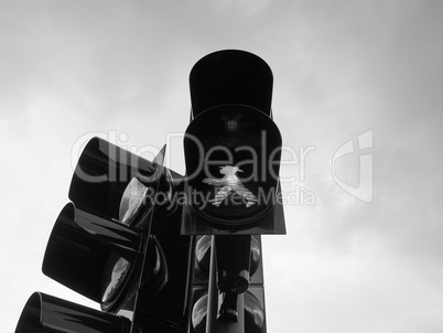 Green light traffic signal in black and white