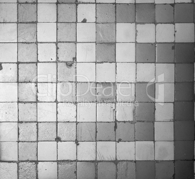Blue and white mosaic floor background in black and white