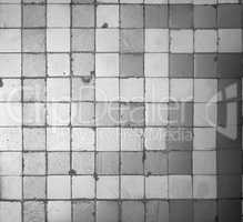 Blue and white mosaic floor background in black and white